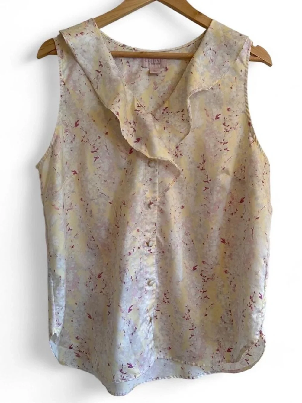 Cabernet Silk Satin Floral Capri Pajama Set L Ruffle Coquette Cottagecore